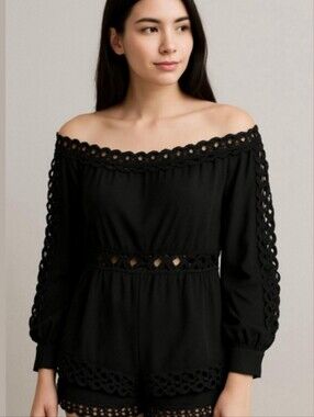 Chicme Gray and Red Embellished Ruffled Romper